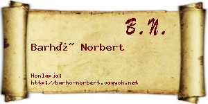 Barhó Norbert névjegykártya